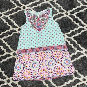 •OshKosh•Toddler dress size 5T blue stained glass pattern.